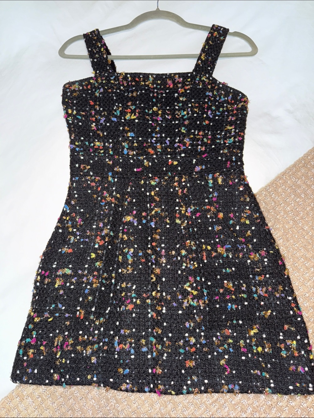 Amanda Uprichard Black Tweed Mini Dress with Multicolor Flecks